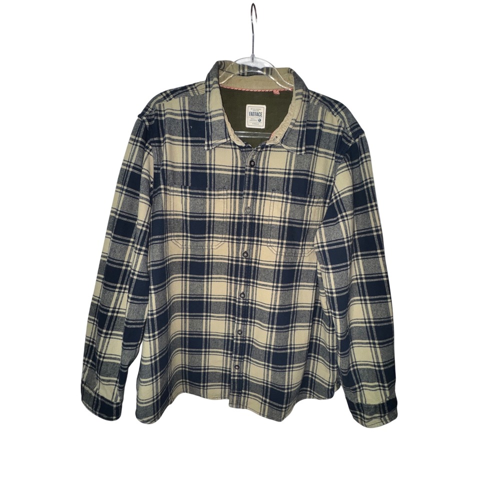 Fat Face Men's 2XL Blue Plaid Flannel Shirt‎ Jacket Western Ranch Cowboy Casual